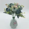 Decoratieve bloemen bruiloft bruid zijden pieter boeket kunstmatige groene planten café decoratie simulatie thee roze bloemen nep witte bloem