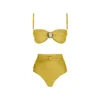 Bikini à taille haute jaune massif Coupoir de couverture du maillot de bain pour les femmes pousse les maillots de bain de maillot de bain à trois pièces 240327