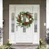 Decorative Flowers Christmas Wreath Red Pine Cone Linen For Xmas Tree Home Indoor Farmhouse Front Door Hanging Ornament