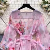 Floral Serie High-End Small Dress Socialite High-End-Nischen-gedruckte Rüschenkante Rock kurzes Schlankes Fit Kleid