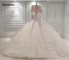 White Appliques Wedding Ball Gowns Custom Made Middle East Saudi Arabia Bridal Formal Maxi Gown Puffy Pleated Luxury Brides Gown5028301