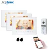 Gegensprechanlage Jeatone WiFi Smart Video Door Phone Intercom System mit 3x Nachtsicht Monitor + 1x960p Kennwort Entsperren Sie die Türklingelkamera