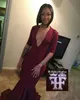 Sexy Deep V Neck Burgundy Mermaid Prom Dresses 2017 New Fashion Black African Women Dresses Evening Wear Party Gowns3452195