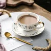 カップソーサーセラミックコーヒーカップとソーサーセットアメリカンカントリースタイルの高級骨骨茶色の花ティーカップ家庭用水