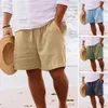 Mentes Summer Cotton Casual Linen Shorts Outdoor Sports Souffle Couleur solide Couleur Street Clothing 240402