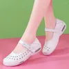 Casual Shoes Four Seasons Woman White Soft Platform Full Sole Air Cushion High Quality Women äkta läder bekvämt