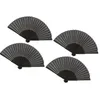 Dekorative Figuren 4 PCs Schwarze Klapp -Fan -Tanz -Handheld -Dekor Po Requent Dance Party Falten Sie Grace Bambus Retro Fans