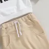Set di abbigliamento blotona per bambini ragazzi ragazze cadute outfit stampa stampate contrasto color maniche lunghe e pantaloni del ringraziamento 2 pcs set