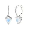 Boucles d'oreilles 925 boucles d'oreilles en pierre de lune argentée enveloppe coeur de lune de lune boucles d'oreilles pour femmes 925 bijoux de fiançailles en argent sterling