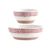 Skålar röd handmålad keramisk skål japansk grov keramik polka dot ris hushåll ramen djup soppplatta sallad skiva
