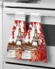 Toalla Torre roja Pintura al óleo Cocina Tabla de limpieza de tela absorbente plato doméstico