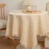 Table Cloth Beige Retro Knitted Long Tea Dining Cover Sofa Simple And High-end Birthday Decoration R7P673