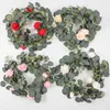 Fleurs décoratives 1,85 m Eucalyptus artificiel Rose Roard Mariage Home Decoration Mur suspendu Plante verte Feuilles