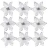 Decorative Flowers 24pcs Christmas Poinsettia Artificial Glitter Wreath Tree Star Of Bethlehem