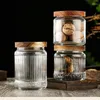 Bouteilles de rangement thé peut contenant des contenants hermétiques pour aliments transparents en verre transparent couvercle scellé