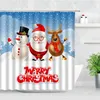 Rideaux de douche 3d Ensemble de thème de Noël dessin animé Santa Claus Gift Forest Elk Snow Party Party décor imperméable Écrans de salle de bain