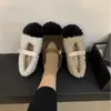 Casual Shoes Winter Flat Sole Cotton For Women 2024 Type One Line Thick Fur Female Outerwear Colored Bean Zapatos