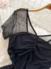 Платья для вечеринок пена элегантные женщины черное летнее платье сексуальное видно через сетчатое лоскутное одеяло с коротки