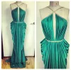 Dresses Free Shipping High Quality Michael Costello Goddess Emerald Green Evening Dress New Long Pleating Formal Party Dress