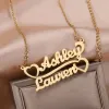 Halsketten benutzerdefinierte strukturierte Skript Schriftart Name Halskette Personalisierte Muster Korrosion Edelstahl Anhänger 18k Goldplattenkette für Frauen