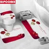 샤워 커튼 3D 메리 크리스마스 패턴 욕실 커튼 벨 안티 스키 목욕 깔개 카펫 화장실 뚜껑 커버 매트 홈 장식