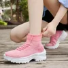 Fitness Shoes Meias Sneakers Women Plataforma High Top Ladies 2024 Theando ao ar livre Brincável Brinco de outono para caminhar