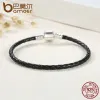 Bracelets Bamoer populaires 925 Bracelets en cuir authentique en argent sterling avec chaîne de serpent unisexe bracelet fin bijoux pas911