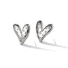 Studörhängen REAL 925 Sterling Silver Alien Zircon Heart For Women Fine Jewelry Minimalist Accessories Anti Allergy