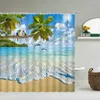 Shower Curtains Beach Ocean Waterproof Bathroom Sea Shell Bath 3d Printing With Hooks 180 180cm Washable Cloth