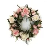 Flores decorativas Rose simulada Garland Rattan Ring Decoration Props Wreaths Artificial Wedding Flower Home Door Decorações