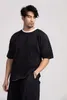 Miyake plisowana koszulka dla mężczyzn letnie ubrania krótkie rękawe T-shirt moda czarne koszule okrągłe kołnierz sport