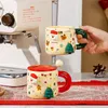 Tasses cadeaux de Noël tasse créative santa claus en céramique cup girl girl wateron carton peint couple fêtes