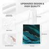 Shopping Bags Teal And Gold Agate Texture Grocery Tote Bag Women Marble Geometric Canvas Shopper Shoulder Large Capacity Handbag