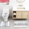 Douchegordijnen waterdichte polyester gordijn dierlijke giraf witte badkamer met haken niet-slip tapijten badmat vloerkleed toiletkap