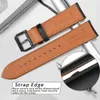 Maikes 1pc Fashion Men Women 18mm 20mm 22mm 24mm Cowhide Leather Strap Black Business Watch Band Universal 240320