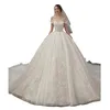 Elegant Bling Church Wedding Dress 2024 Vintage Off Axel Pearls Pärled Ruched A Line Wedding Bride Gowns Arabic Dubai Plus Size Sexy Vestido Garden Bridal Gowns