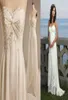 Klassische Strand Brautkleider Kleid Chiffon Schatz Perlen Real Po Empire Boho Applique Long Vestiod de Brautkleider3659496