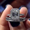 Huitan New Pair Ring Micro Set Zirkonliebhaber Quadratische Diamant -Set Ring Mode und eleganter Frauenring