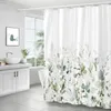 Douchegordijnen groene bladplant eenvoudige Noordse printen badkamer gordijn polyester waterdichte woningdecoratie met 12 haken