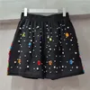 Short féminin lourde industrie perles diamant bonbon couleurs femmes 2024 Été large jambe haute taille mincement lavée en jean court pantalon