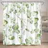シャワーカーテン緑のカーテン水彩スプリングファームフラワートロピカル植物ヤシの葉蝶ポリエステル植物の浴室の装飾セット