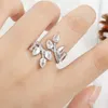 Wedding Rings ZAKOL Elegant Leaf Flower Zircon Open For Women Party Jewelry Clear Zirconia Engagement