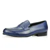 Casual schoenen mannelijke lederen jurk blauwe zwarte loafers voor mannen trouwschoen printen mode schoenen comfortabel varkenskuier voering