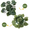 Decorative Flowers 2pcs Wedding Ring Greeney Eucalyptus Leaves Wreaths Artificial Leaf Rings