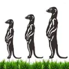 Dekoracje ogrodowe metal meerkat znaki podwórka 3pcs sylwetki ozdoby artystyczne artystyczne rzemios