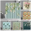 Shower Curtains Flower Bird Curtain Yellow Branches Asian Oriental Style Spring Nature Garden Landscape Bath Cloth Bathroom Decor