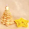 Backformen 1/2/3pcs Set Weihnachtsbaumkekse Cutter Form XMAS Plastik 3D -Jahr Biscuits Lebkuchenformform Stempel Werkzeug