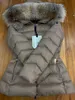 Designer Down Jacket 2024 Mengjia Femmes Brown Hooded Recevoir la taille du collier de renard de longueur Nouvelle veste à la duvet chaude mince et à la mode S-XL