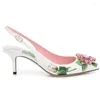 Chaussures habillées Sweet Rose Leather Crystal Gem Flower Pomps