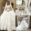 Abiti per perle di pizzo eleganti abiti da sposa arabo floreale Crystal Off Spalla Arabia Bride Plus size Dubai Africa African Abiti Ball